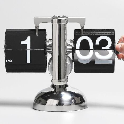 Horloge numérique rétro Saytay à bascule - Fonctionnement par engrenage interne - Noir - 1 (1/5)