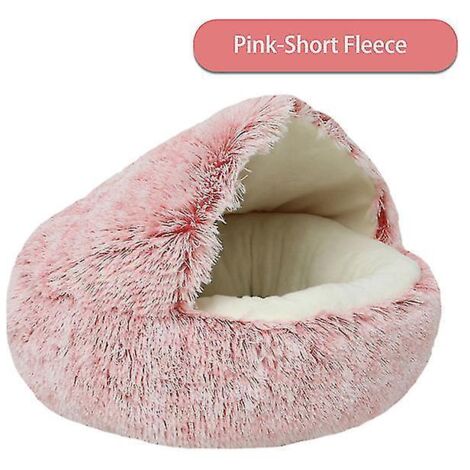 Nouveau lit-niche rond et doux en peluche 2 en 1 avec capuche pour chat et chien, idéal pour l'hiver. Convient également aux petits chiens et chats. Nid pour animaux de compagnie - 50 cm (1/4)