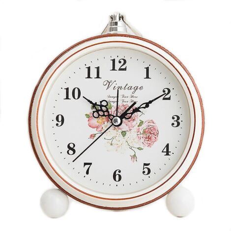 Réveil vintage à piles, veilleuse en métal, super silencieux, horloge à quartz de table ou de bureau. (1/4)