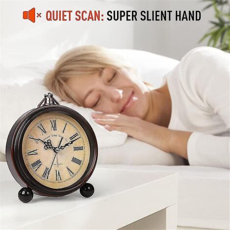 Réveil vintage à piles, veilleuse en métal, super silencieux, horloge à quartz de table ou de bureau. (1/3)