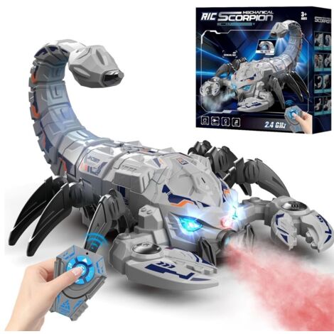 Robot Scorpion Télécommandé, Scorpion RC avec Télécommande 2.4GHz, Robot Cascadeur avec Projecteur et Musique, Cadeau Original (Noir) (1/5)