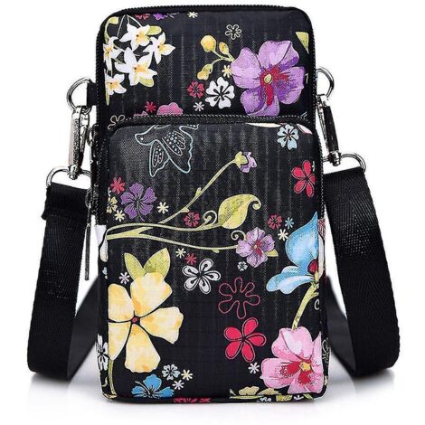 Petit sac à main pour téléphone portable femme, sac bandoulière en nylon à 3 compartiments avec fermeture éclair, brassard de sport et portefeuille (livraison gratuite) (1/5)