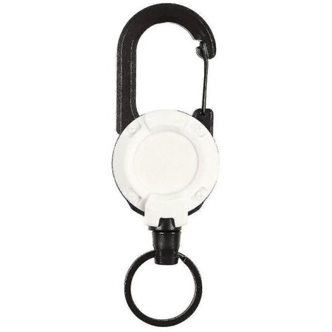 Porte-clés tactique rétractable avec mousqueton robuste en fil d'acier à ressort pour le camping, la pêche et la chasse - 1 pièce - Blanc-1 pcs (1/5)
