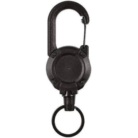Porte-clés tactique rétractable à ressort avec mousqueton robuste pour le camping, la pêche et la chasse - Lot de 2 - Noir-2 pcs (1/5)