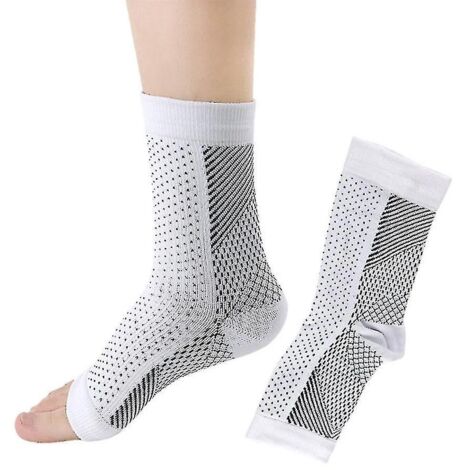 Chaussettes apaisantes pour neuropathie, compression, soutien de la cheville et de la voûte plantaire, protection et soulagement de la douleur - Tailles S et M - Blanc-S M (1/5)