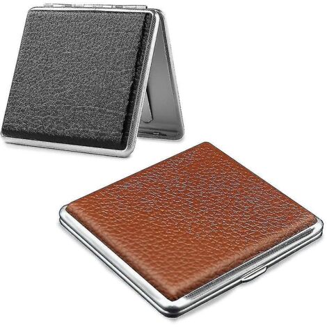 Étui à cigarettes fin en cuir (lot de 2), étui à cigarettes élégant en cuir et métal. (1/4)