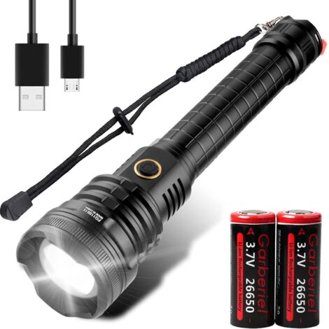 Lampe torche tactique LED XHP90 990 000 lm, rechargeable et puissante (1/5)