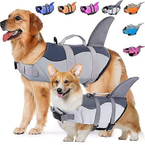 Gilet de sauvetage portable pour chien, en tissu ripstop, avec poignée de sauvetage ajustable pour chiens de petite, moyenne et grande taille - XS - Gris-XS (1/5)