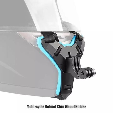 Support de mentonnière pour casque de moto, fixation amovible, avec sangle de fixation pour caméra sportive et téléphone portable, noir. (1/5)