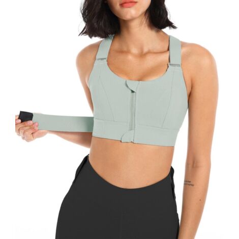 Soutien-gorge de sport grande taille pour femme, antichoc et à absorption rapide de la transpiration, idéal pour le vélo et la course à pied - 5XL - Vert glacier (1/5)