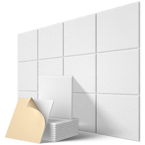 Panneaux acoustiques auto-adhésifs, lot de 12, 30,5 x 30,5 x 1 cm, rembourrage insonorisant, panneau absorbant le son. (1/5)