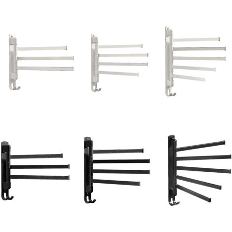 Porte-serviettes mural rotatif et pliable - Trois coups - Blanc (1/4)