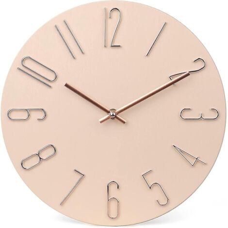 Horloge murale moderne 30 cm, silencieuse, sans tic-tac, à piles, en bois - (1/5)
