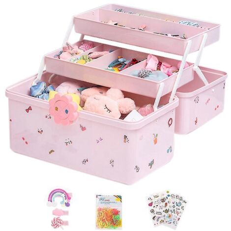 Boîte de rangement pour accessoires de cheveux pour enfants, cordelette pour bébé, épingle à cheveux, élastique, bijoux de tête, coiffeuse (1/5)