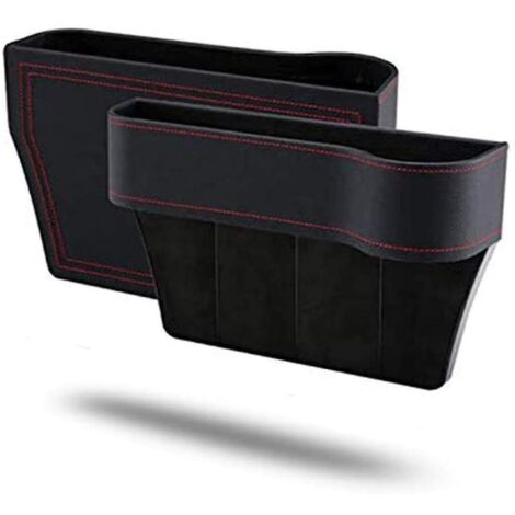 Boîte de rangement multifonctionnelle pour voiture, organisateur de poches latérales en cuir PU pour siège auto, poches latérales fendues pour siège auto, remplit les espaces entre les sièges. (1/5)