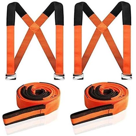 Sangles de déménagement, sangles de levage pour meubles, appareils électroménagers, matelas, harnais de levage et de transport réglable sur les épaules, orange. (1/5)