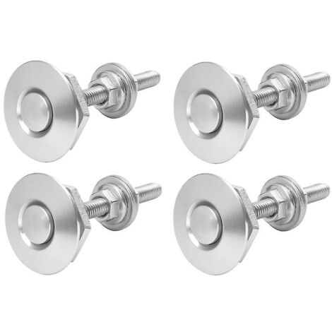2 paires de goupilles de capot à dégagement rapide à bouton-poussoir, kit de verrouillage de pare-chocs, argent (1/5)