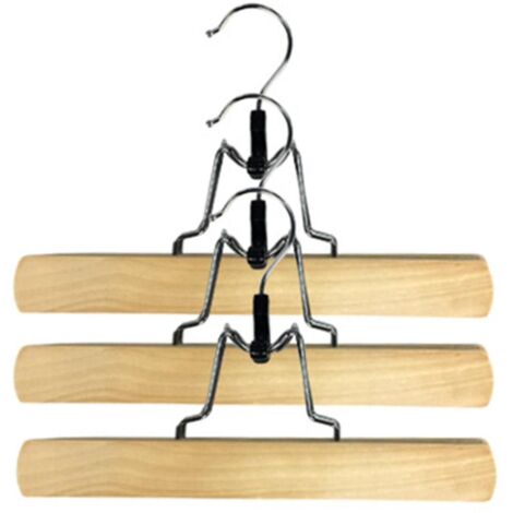 Lot de 5 cintres en bois antidérapants pour pantalons avec crochet pivotant à 360° (1/4)