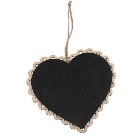 Tableau noir suspendu en bois en forme de cœur avec cordelette pour décoration de mariage et de maison - (1/5)