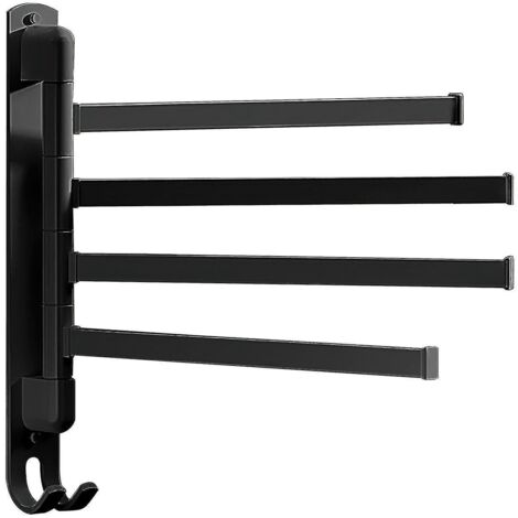 Porte-serviettes mural rotatif et pliable « Four Strokes » noir (1/3)
