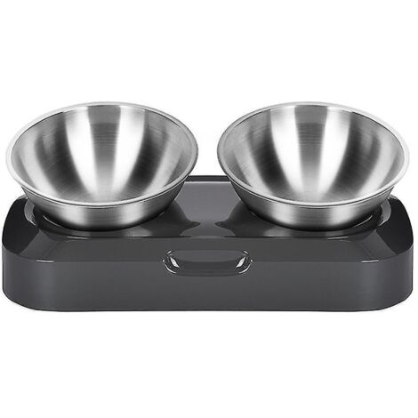 Gamelle surélevée pour chat, en acier inoxydable, pour nourriture et eau, anti-vomissements, inclinée et surélevée (15 cm). (1/5)