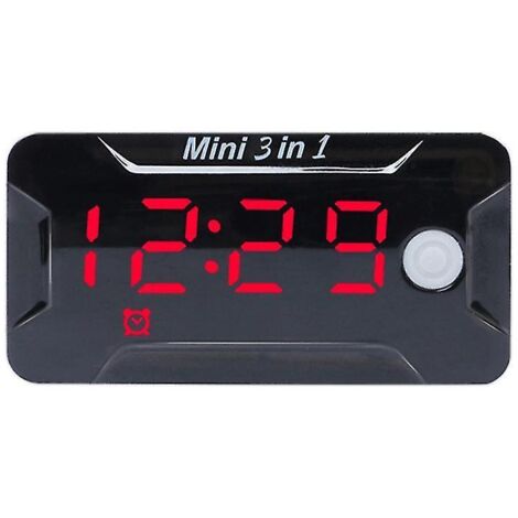 Horloge numérique étanche, thermomètre, voltmètre, moto, rouge (1/5)
