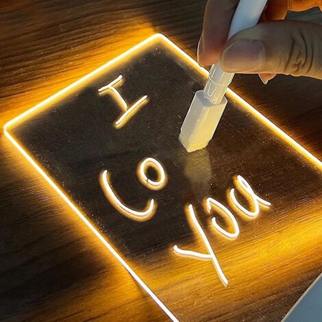Tableau de notes lumineux LED créatif avec stylo intégré, idéal pour les fêtes, cadeau pour enfants ou petite amie, lampe de nuit en forme de cœur. (1/5)
