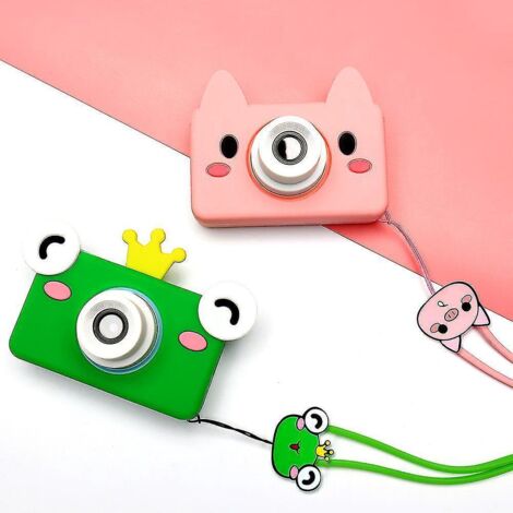 Étui de téléphone en silicone avec dragonne pour appareil photo enfant 2400w Pixel, motif dessin animé, cadeau d'anniversaire pour filles et garçons, ours - 16 g (1/4)