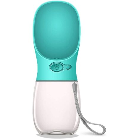 Bouteille d'eau pour chien, distributeur d'eau portable et étanche avec abreuvoir intégré, idéal pour les promenades, la randonnée et les voyages. Plastique de qualité alimentaire. 350 ml (12 oz), ble (1/5)