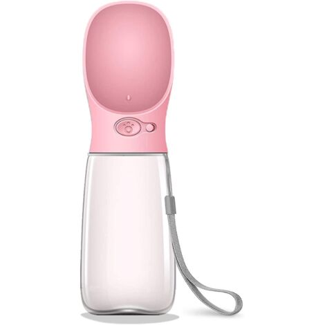 Bouteille d'eau pour chien, distributeur d'eau portable et étanche avec abreuvoir intégré, idéal pour les promenades, la randonnée et les voyages. Plastique de qualité alimentaire. 560 ml (19 oz). Ros (1/5)