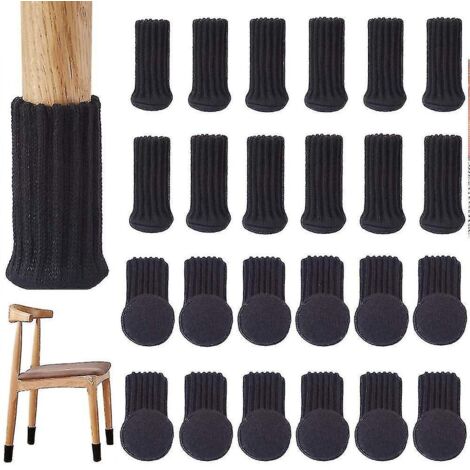 Lot de 24 chaussettes de chaise haute élasticité, antidérapantes, noires (1/4)