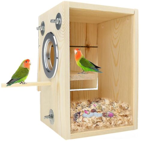 Nichoir pour perruches, nichoir en bois et acrylique transparent pour pinsons, inséparables, calopsittes, conures et perroquets (1/5)