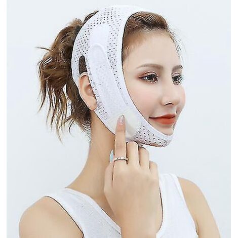 Réducteur de double menton, sangle amincissante pour le visage, ceinture liftante pour le visage en V, masque amincissant pour le visage en forme de V, blanc (1/5)