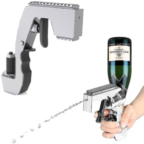 Pistolet à champagne, pistolet à bière, pistolet à alcool, bouteille de haute qualité argentée (1/5)