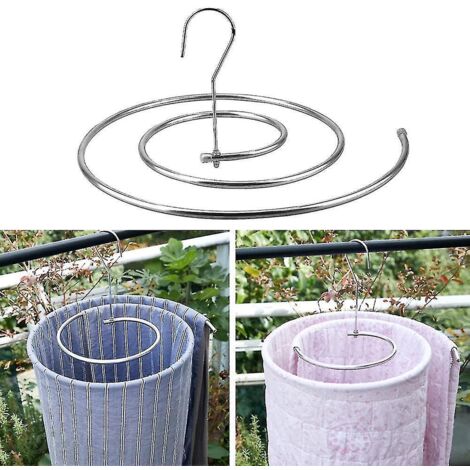 Séchoir à draps en spirale ronde en acier inoxydable, étendoir rotatif, gain de place, pour l'extérieur, la maison ou le balcon - 1 pièce - Argenté, plus épais (1/4)
