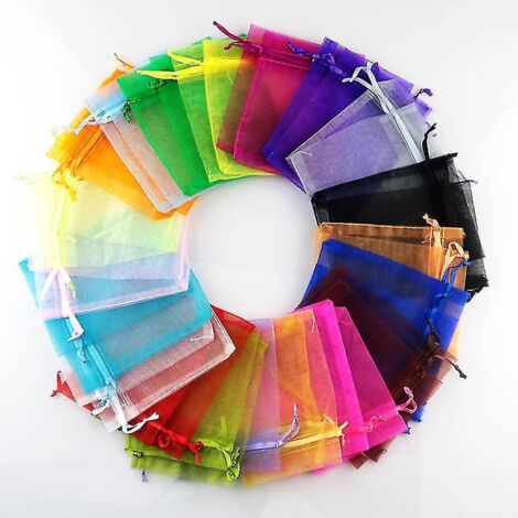 100 petits sacs en organza, couleurs aléatoires - 8 x 10 cm (1/5)