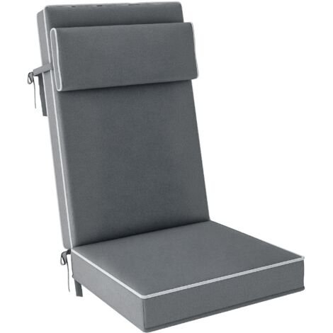 Coussin de siège 120x47x9,5 cm imperméable avec attaches et soutien lombaire, protection UPF50+ gris foncé (1/5)
