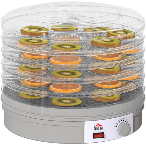 Déshydrateur alimentaire 5 plateaux, 245W avec thermostat réglable, gris (1/5)