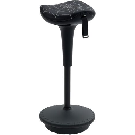 Tabouret de bureau pivotant, siège ergonomique réglable en hauteur 65,5-83,5 cm, inclinable à 120°, couleur noire (1/5)