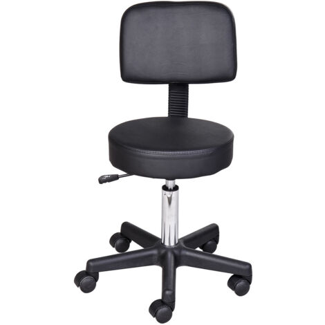 Tabouret de massage pivotant HOMCOM réglable en hauteur 72-84 cm avec dossier, pour spa, salon et bureau, rotation 360°, couleur noire (1/5)