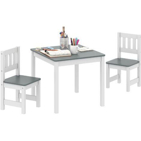 Table pour enfants avec 2 chaises, ensemble de sièges 3 pièces, meuble enfant, dimensions 56x52x48 cm, couleur gris (1/5)