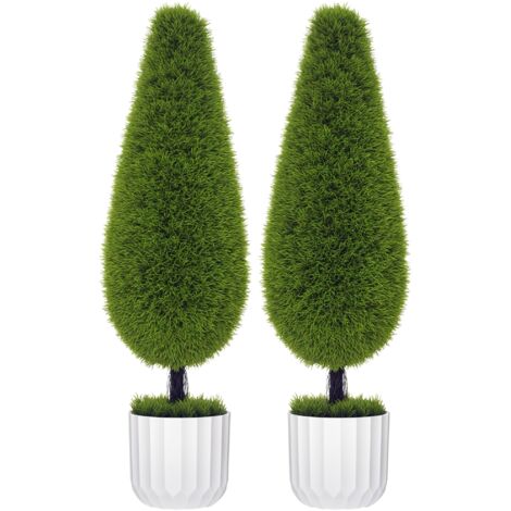2er-Set de Cyprès Artificiels en Pot avec Mousse Décorative Plante Artificielle Verte et Blanche pour Décoration Intérieure (1/5)