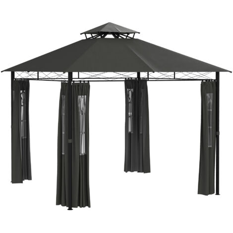 Pavillon de Jardin 3x3m, Tente d'Extérieur Gris Foncé, 2.88m de Haut, Pour Événements et Fêtes (1/5)