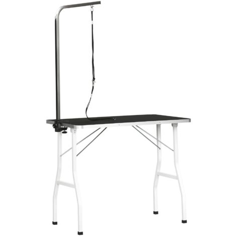PawHut Table de Toilettage pour Chien avec Sangles, Réglable en Hauteur - Idéal pour Brossage, Séchage et Taille - Noir (1/5)