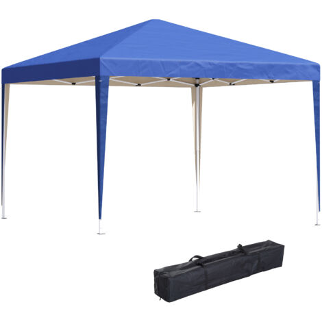 Pavillon dépliable instantané, 2,95x2,95 m, Tente de jardin, Protection UV, Structure acier et toile Oxford, Bleu (1/5)