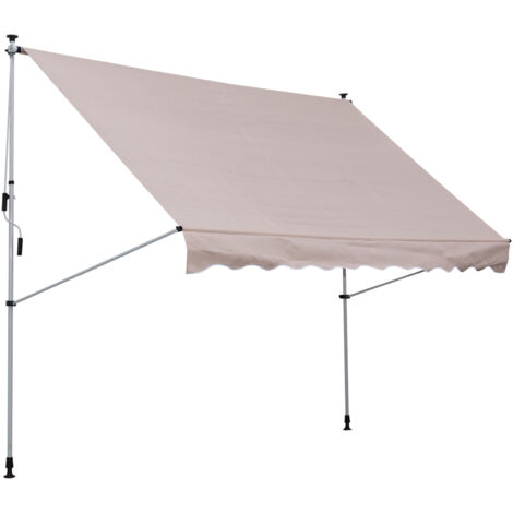 Outsunny Store auvent de balcon avec manivelle, réglable en hauteur, résistant aux intempéries, 150 cm de large, couleur blanc crème pour terrasse, véranda (1/5)