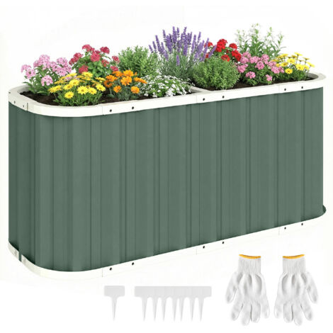 Hochbeet en Acier 136x53x61 cm avec Bordures de Protection et Accessoires de Jardinage (1/5)