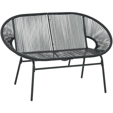 Fauteuil en rotin style bohème, 132x72x83 cm, couleur noire, parfait pour salon ou terrasse (1/5)