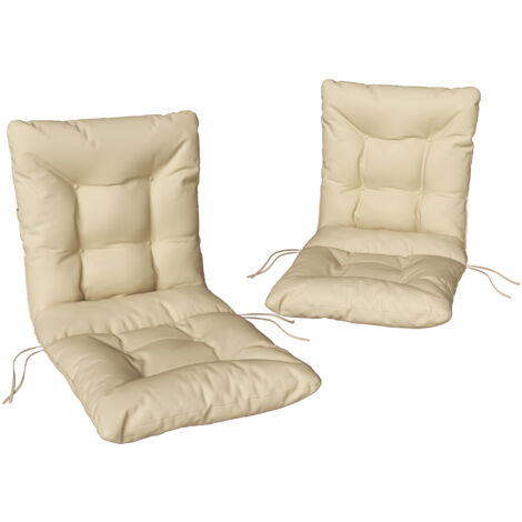 Coussin de siège extérieur avec dossier et sangles, housse imperméable pour intérieur et extérieur, beige (1/5)
