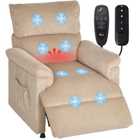 Fauteuil de massage avec chauffage, moteur silencieux, fonction mémoire, structure acier, tissu marron (1/5)